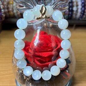 Green Moonstone 11.5MM Beaded Bracelet Natural Quartz Crystal Beautiful Flash 7”